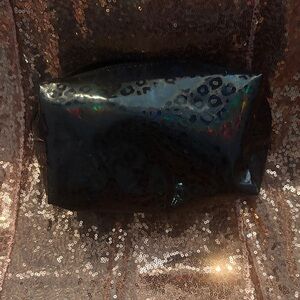 Holographic Leopard Black Makeup Bag